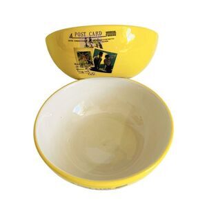 2 Big Sky Carvers SUMMER VACATION Retro Postcard Large  Bowls Yellow Colorful 7“